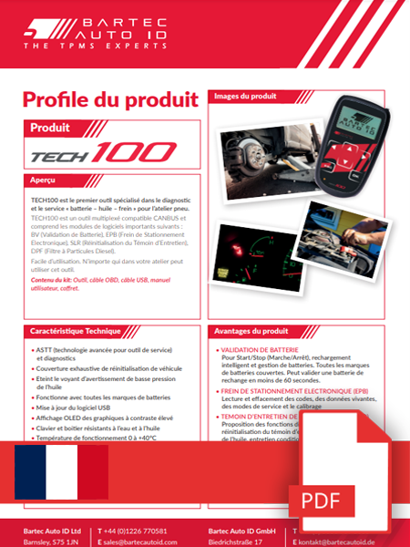 TECH100 Data Sheet French