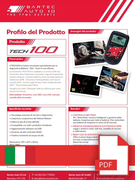 TECH100 Data Sheet Italian