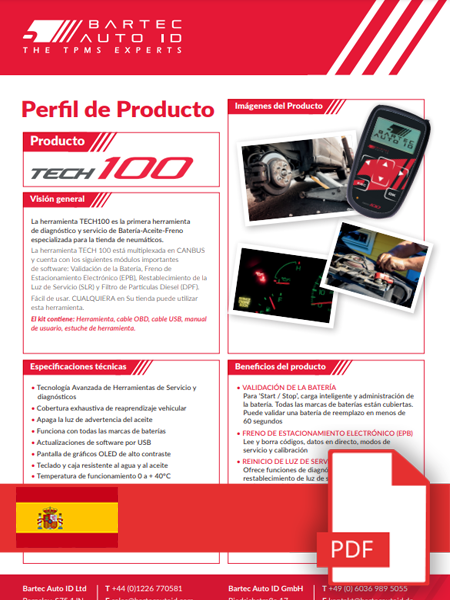 TECH100 Data Sheet Spanish