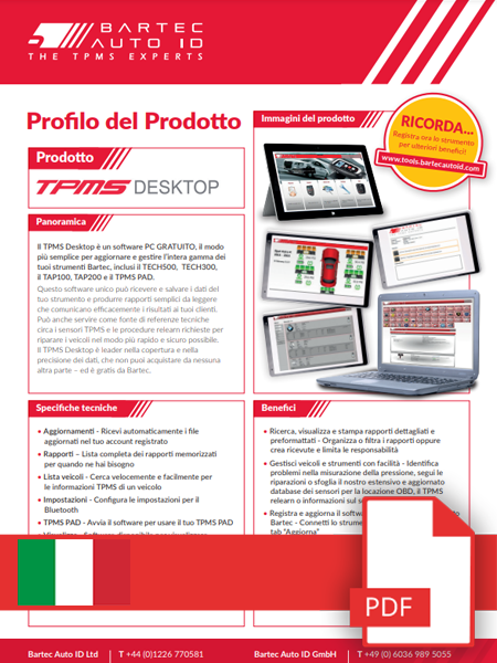 TPMS Desktop Data Sheet Italian